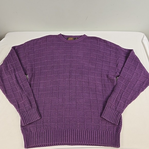 Vintage 90s Eddie Bauer Cable Knit Sweater Mens XL Tall Fisherman Crewneck - Picture 1 of 11